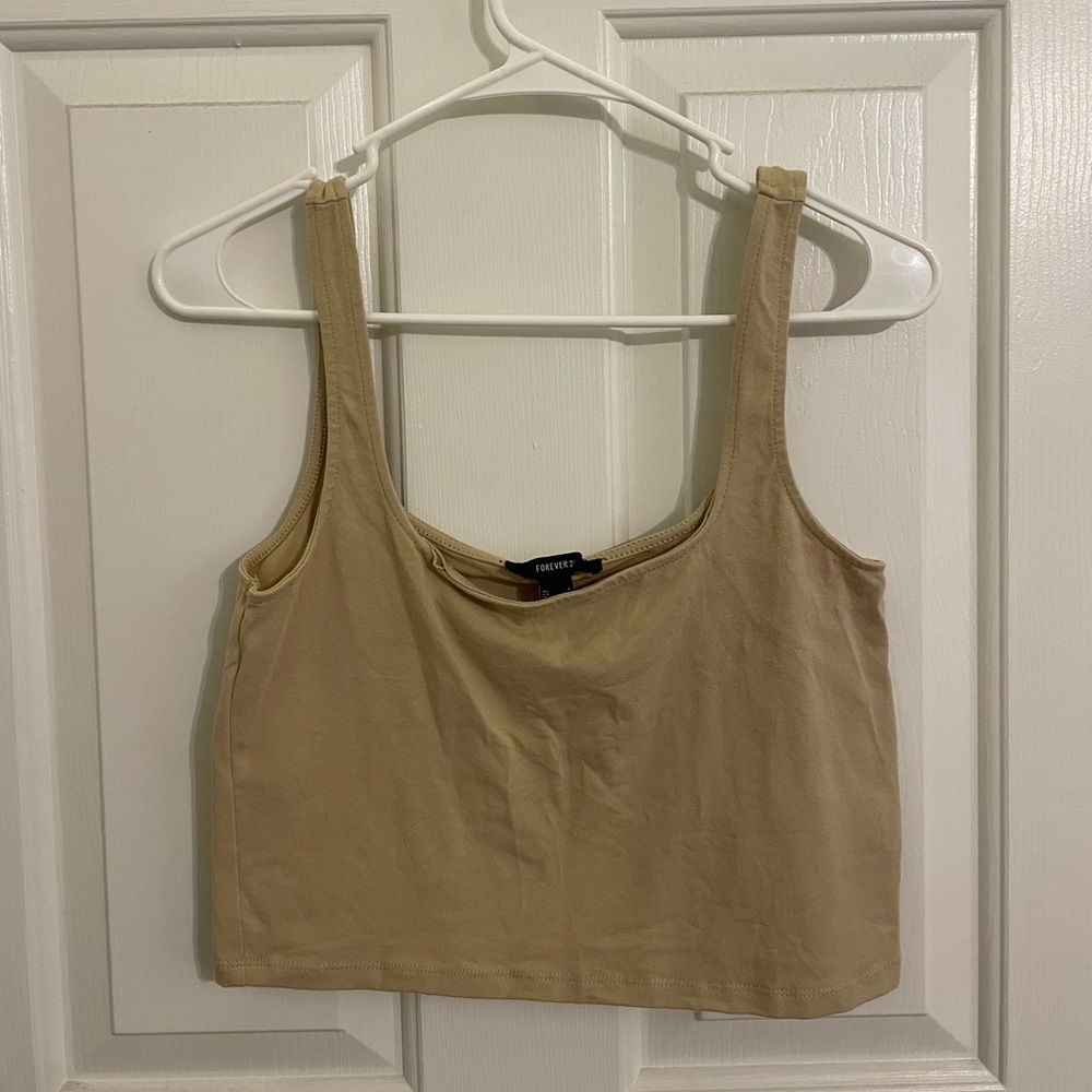 Forever 21 Tan Fitted Crop Tank Top